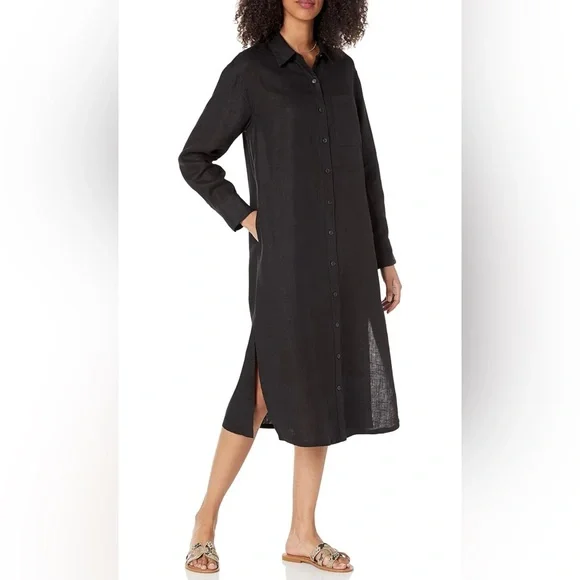 The Drop Women's Fiona Relaxed Linen Midi Shirt Dress The Drop Women's Fiona Relaxed Linen Midi Shirt Dress